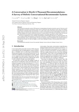 A Conversation is Worth A Thousand Recommendations: A Survey of Holistic
  Conversational Recommender Systems