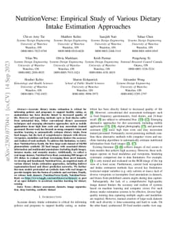 NutritionVerse: Empirical Study of Various Dietary Intake Estimation
  Approaches