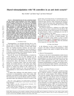 Shared Telemanipulation with VR controllers in an anti slosh scenario