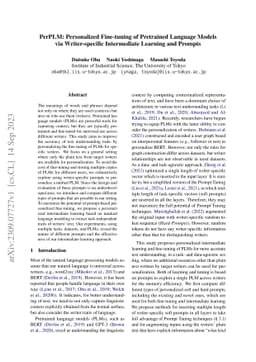PerPLM: Personalized Fine-tuning of Pretrained Language Models via
  Writer-specific Intermediate Learning and Prompts