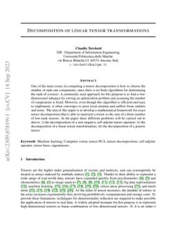 Decomposition of linear tensor transformations