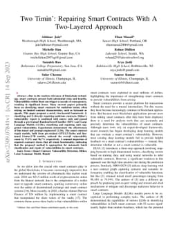 Two Timin': Repairing Smart Contracts With A Two-Layered Approach