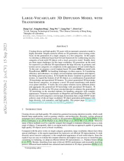 Large-Vocabulary 3D Diffusion Model with Transformer