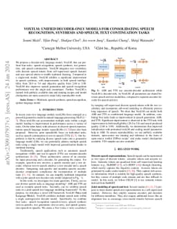 Voxtlm: unified decoder-only models for consolidating speech
  recognition/synthesis and speech/text continuation tasks