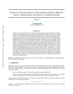 Complex-Valued Neural Networks for Data-Driven Signal Processing and
  Signal Understanding