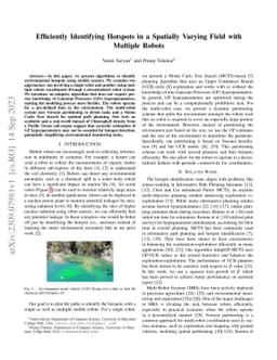 Efficiently Identifying Hotspots in a Spatially Varying Field with
  Multiple Robots