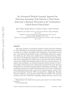 An Automated Machine Learning Approach for Detecting Anomalous Peak
  Patterns in Time Series Data from a Research Watershed in the Northeastern
  United States Critical Zone