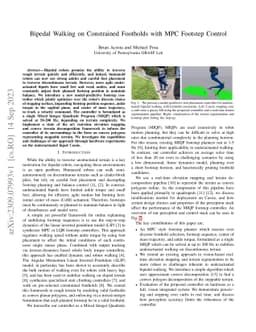 Bipedal Walking on Constrained Footholds with MPC Footstep Control