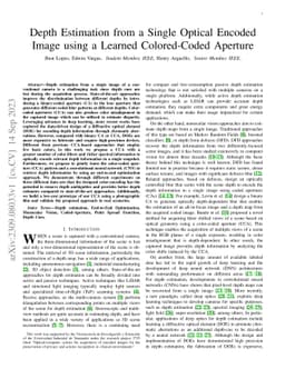 Depth Estimation from a Single Optical Encoded Image using a Learned
  Colored-Coded Aperture