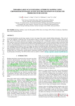 Towards Large-scale Building Attribute Mapping using Crowdsourced
  Images: Scene Text Recognition on Flickr and Problems to be Solved