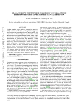 Characterizing the temporal dynamics of universal speech representations
  for generalizable deepfake detection