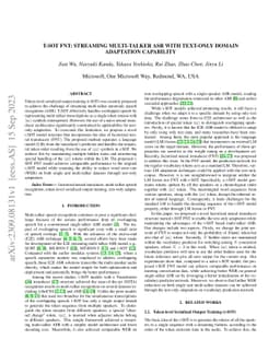 t-SOT FNT: Streaming Multi-talker ASR with Text-only Domain Adaptation
  Capability