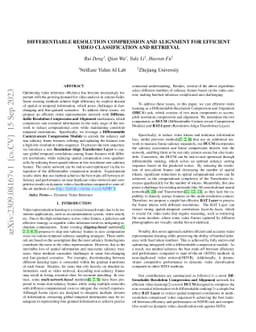 Differentiable Resolution Compression and Alignment for Efficient Video
  Classification and Retrieval