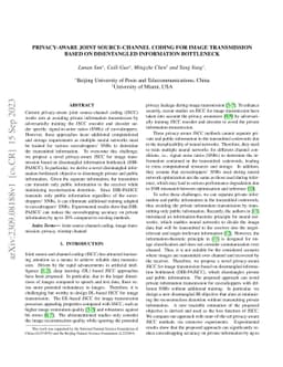 Privacy-Aware Joint Source-Channel Coding for image transmission based
  on Disentangled Information Bottleneck