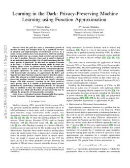 Learning in the Dark: Privacy-Preserving Machine Learning using Function
  Approximation