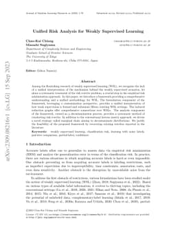 Unified Risk Analysis for Weakly Supervised Learning