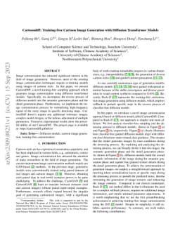 Cartoondiff: Training-free Cartoon Image Generation with Diffusion
  Transformer Models