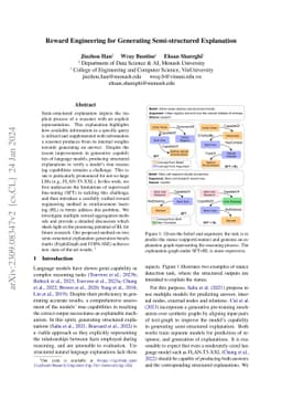 Reward Engineering for Generating Semi-structured Explanation