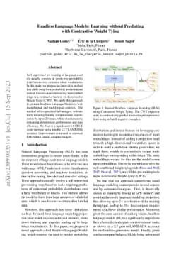 Headless Language Models: Learning without Predicting with Contrastive
  Weight Tying