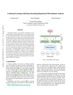 Continual Learning with Deep Streaming Regularized Discriminant Analysis