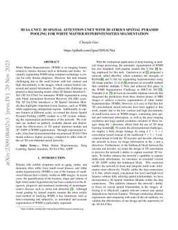 3D SA-UNet: 3D Spatial Attention UNet with 3D ASPP for White Matter
  Hyperintensities Segmentation