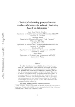 Choice of trimming proportion and number of clusters in robust
  clustering based on trimming