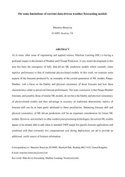 On some limitations of data-driven weather forecasting models