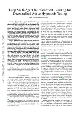 Deep Multi-Agent Reinforcement Learning for Decentralized Active
  Hypothesis Testing