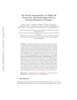 3D Arterial Segmentation via Single 2D Projections and Depth Supervision
  in Contrast-Enhanced CT Images