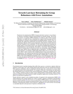 Towards Last-layer Retraining for Group Robustness with Fewer
  Annotations