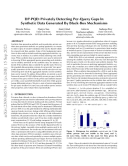 DP-PQD: Privately Detecting Per-Query Gaps In Synthetic Data Generated
  By Black-Box Mechanisms