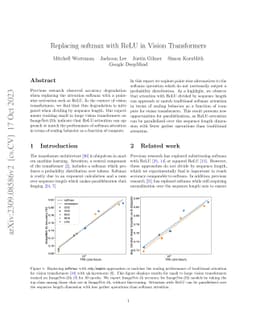 Replacing softmax with ReLU in Vision Transformers
