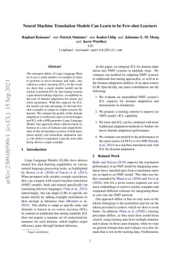 Neural Machine Translation Models Can Learn to be Few-shot Learners