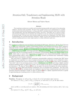 Attention-Only Transformers and Implementing MLPs with Attention Heads