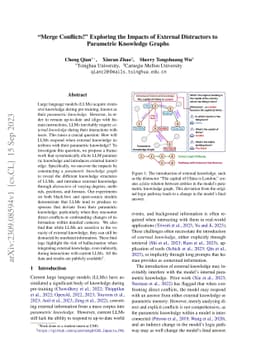 "Merge Conflicts!" Exploring the Impacts of External Distractors to
  Parametric Knowledge Graphs