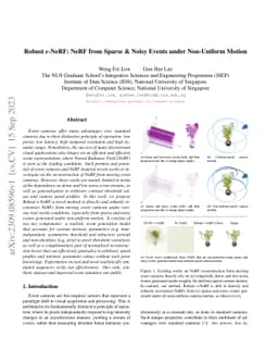 Robust e-NeRF: NeRF from Sparse & Noisy Events under Non-Uniform Motion