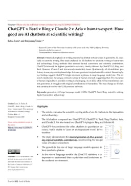ChatGPT v Bard v Bing v Claude 2 v Aria v human-expert. How good are AI
  chatbots at scientific writing?