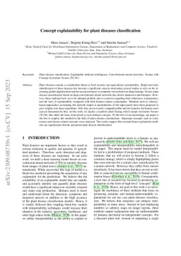 Concept explainability for plant diseases classification