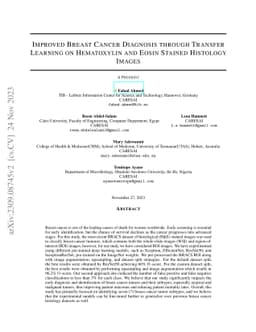 Improved Breast Cancer Diagnosis through Transfer Learning on
  Hematoxylin and Eosin Stained Histology Images