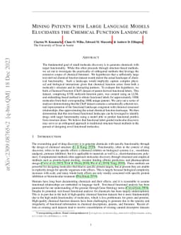 Mining Patents with Large Language Models Elucidates the Chemical
  Function Landscape