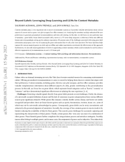 Beyond Labels: Leveraging Deep Learning and LLMs for Content Metadata