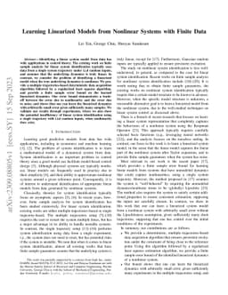 Learning Linearized Models from Nonlinear Systems with Finite Data