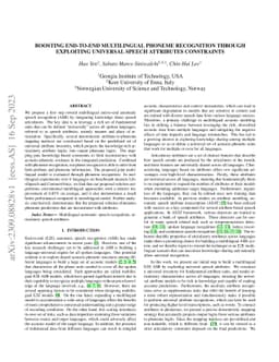Boosting End-to-End Multilingual Phoneme Recognition through Exploiting
  Universal Speech Attributes Constraints