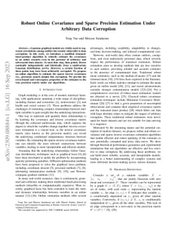 Robust Online Covariance and Sparse Precision Estimation Under Arbitrary
  Data Corruption