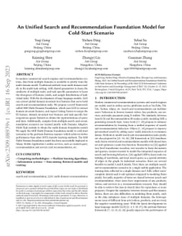An Unified Search and Recommendation Foundation Model for Cold-Start
  Scenario