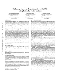 Reducing Memory Requirements for the IPU using Butterfly Factorizations