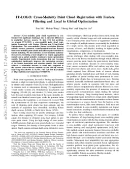 FF-LOGO: Cross-Modality Point Cloud Registration with Feature Filtering
  and Local to Global Optimization