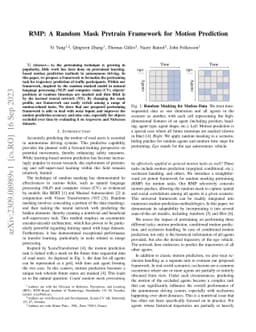 RMP: A Random Mask Pretrain Framework for Motion Prediction