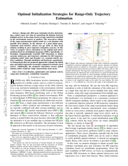 Optimal Initialization Strategies for Range-Only Trajectory Estimation