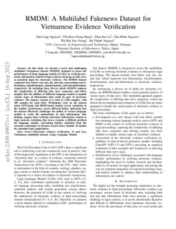 RMDM: A Multilabel Fakenews Dataset for Vietnamese Evidence Verification